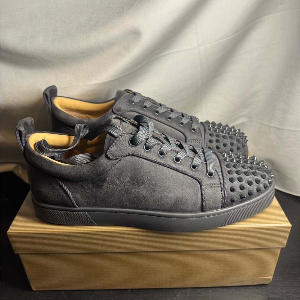 Men's Gray Studded Sneakers Christian Louisboutin